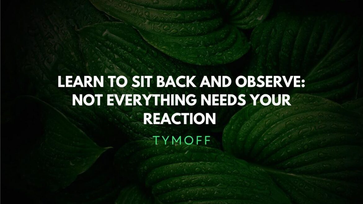 Learn to Sit Back and Observe. Not Everything Needs Your Reaction – Tymoff